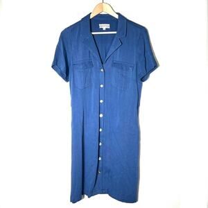Nanette Lepore blue button-down casual shirt dress size 6 B148